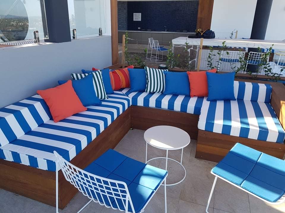 Blue and Red Cushions