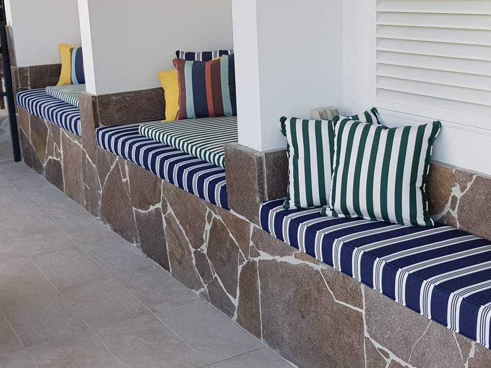 Green, gold and stripe cushions